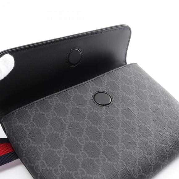 Gucci GG Supreme Belt Bag, Waist Body Coated Canvas, Leather, Men's, Black, G... - Picture 6 of 8